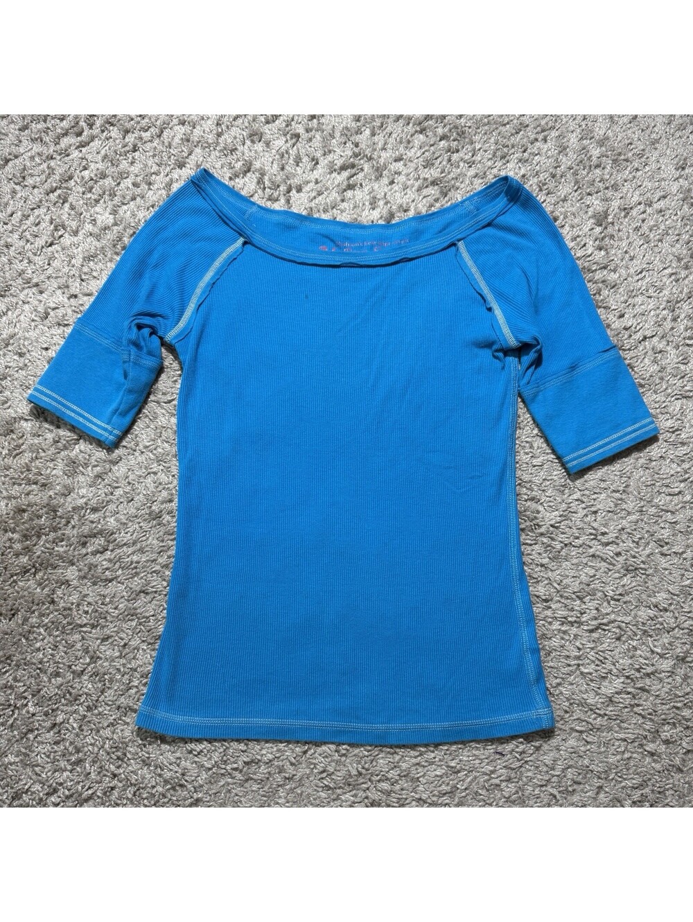 Victoria’s Secret VS Tee Shop Y2K Half Sleeve Boat Neck Top Blue Grunge Small